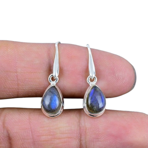 Boucles d'oreilles classiques bijoux pour femmes argent Boho Style bijoux 925 argent Sterling Labradorite pierres précieuses boucles d'oreilles faites à la main cadeau - Product Image 1