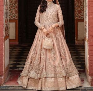 Dazzling 2024 Wedding Silk BRIDAL Anarkali Lehenaga & <b>Dupatta</b> Dress Embellished with Beautiful Crystal Glass Beads Dabka Work - Product Image 1