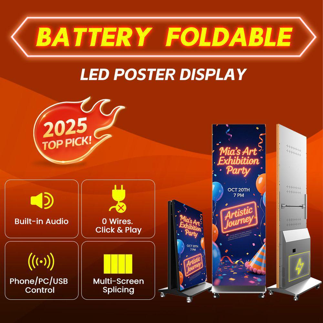Collapsible Foldable Billboard P2.5 Outside Led Display Floor Standing Foldable Display Poster Screen