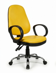 Chaise de bureau ergonomique en cuir PU, accoudoirs fixes, base pivotante, design moderne, cadre en acier, appui-tête fixe, pour bureau à domicile - Product Image 4
