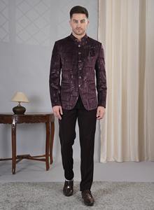 La Scoot ชุดสูทปักลายสำหรับผู้ชาย, ชุดเสื้อผ้า2ชิ้นผ้าโพลีเอสเตอร์ผ้าวิสคอปกตั้งผ้าวิสคอปกกางเกงทรงแบนราบยาวปกติ - Product Image 4