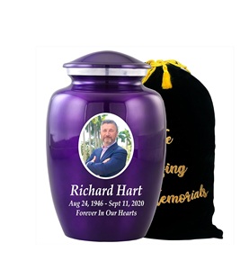 Urnes funéraires personnalisées avec photo pour cendres adultes, urnes funéraires personnalisées pour cendres humaines, fabriquées à la main, taille personnalisée, violet - Product Image 1