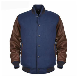 Alta calidad nuevo diseño Varsity Letterman chaqueta de talla grande mangas de cuero para hombre piel invierno CollegeBaseballjacket DDP envío - Product Image 6