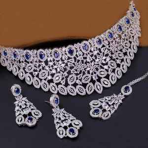 ชุดสร้อยคอสำหรับเจ้าสาวสไตล์ยุโรปและอเมริกาชุดเครื่องประดับต่างหูสร้อยคอคริสตัลสีสันสดใส - Product Image 4