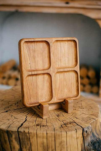 Bandeja de Servir Ovalada de Madera Natural, Plato Rectangular de Madera de Nogal Negro para Café, Postres y Comida, para el Hogar, Hotel, Mesa de Té - Product Image 5