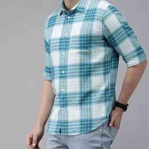 เสื้อเชิ้ตแขนสั้นสำหรับผู้ชายเสื้อเชิ้ตลายหมากรุก - Product Image 1