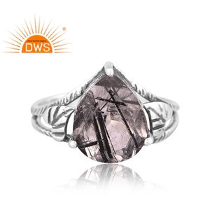 แหวนอัญมณีสีดำธรรมชาติสีเงินแท้ออกซิไดซ์ - Product Image 3