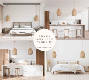 โคมไฟระย้าหวายธรรมชาติสานด้วยมือหรูหราสไตล์โบโฮติดพื้นที่บริเวณชายฝั่งทะเลที่ทันสมัยฐานหลอดไฟขนาดเล็กฐานหลอดไฟขนาดเล็ก - Product Image 4