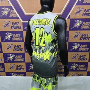 ชุดบาสเก็ตบอลแบบไม่มีแขนสำหรับผู้ใหญ่ พิมพ์ลายแบบซับลิเมชั่น 3 มิติ วัสดุโพลีเอสเตอร์ 100% ไซส์ใหญ่พิเศษ สำหรับฤดูร้อน - Product Image 3