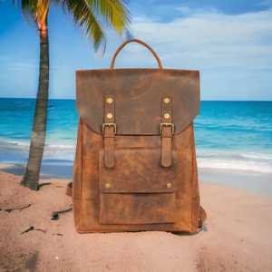 Sac à dos unisexe léger en cuir véritable de qualité supérieure avec fermeture à glissière durable sac de voyage décontracté OEM FBA produit polyester - Product Image 1