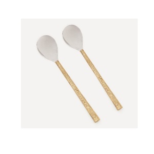 stainless steel & brass dinner serving cutlery set of 2 for hotel & restaurant metal dinner flatware set for kitchen ware - Product Image 1
