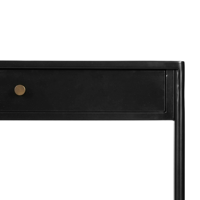 Table console industrielle en métal avec deux tiroirs de rangement, une étagère inférieure en finition enduite de poudre noire pour l'entrée du couloir