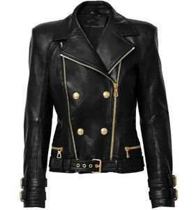 Chaqueta de Cuero Genuino para Mujer Hecha a Medida, Cuello Alto de Alta Calidad, Transpirable, Tallas Grandes, Lista para Invierno, Colores Personalizados - Product Image 1