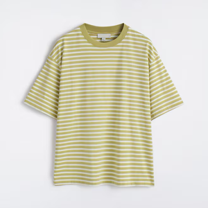 T-shirts rayés 100 % coton pour hommes, coupe oversize à épaules tombantes, teints en fil, vierges, personnalisables avec logo, style streetwear décontracté, vente en gros - Product Image 1
