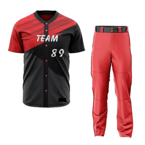 Ensemble de maillot de baseball unisexe blanc avec pantalon noir, manches courtes, boutons sur le devant, coupe classique, 100% polyester, protection UV, toutes saisons - Product Image 4