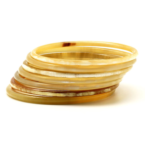 Handmade Antique Natural Horn Color Bangle <b>Bracelet</b> With Love Design for Gifts Featuring <b>Pearl</b> As the Main Stone - Product Image 3