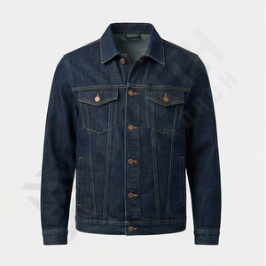 Veste en jean d'hiver pour homme sur mesure, broderie boutonnée, imperméable, respirante, 100% coton, tendance, durable, streetwear - Product Image 1