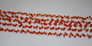 Beautiful 3mm Red Cluster Beaded <b>Rosary</b> Chain Silver Plated & Gold Plated Wire Wrapped Chain - Product Image 5