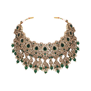 Joyería nupcial de diseñador, collar indio tradicional, cadenas de forma ovalada AD inversa, joyería nupcial elegante - Product Image 4