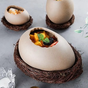 Cuenco decorativo con diseño de huevo y nido, centro de mesa único inspirado en la naturaleza para el hogar, exhibición de mesa, cocina rústica y sala de estar - Product Image 4