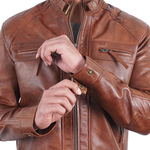Vente en gros Nouveau style Veste en cuir de qualité supérieure pour hommes Veste en cuir de couleur unie de bonne qualité - Product Image 6