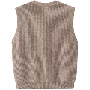 Suéter de Cachemira Informal de Invierno para Mujer, Cárdigan de Color Sólido con Botones, Tejido de Canalé Cómodo de Algodón, con Logotipo Personalizado - Product Image 2