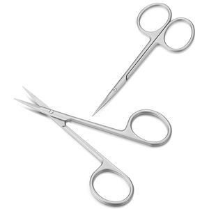 Tijeras Quirúrgicas Curvas Manuales de Acero Inoxidable Fino de 4.5 Pulgadas, Hojas Afiladas para Aplicaciones Médicas y de Laboratorio, Aprobadas por CE ISO Clase II - Product Image 1
