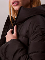 Nouvelle Arrivée - Blousons Bomber Matelassés Tricotés Respirants et Chauds pour Femme, Style Coréen, Coupe Ample, à Capuche, Noirs Personnalisés