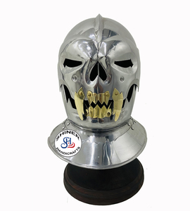 Crânes de fantômes Casque d'armure de chevalier Casque de crânes démoniaques médiévaux en argent Casque de protection parfait prêt au combat Hade Casque pour Halloween - Product Image 1