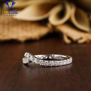 1.23 TDW แหวนเพชรกลมสีทอง18K สีขาวทอง BYPASS band ht/cvd Diamond Lab Stone - Product Image 2