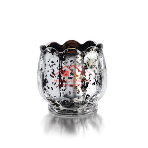 Designer Votive <b>Candle</b> Holder Luxury <b>Candle</b> <b>Jar</b> <b>Candle</b> <b>Jar</b> with Lid Antique Silver Finished Clear Glass - Product Image 2