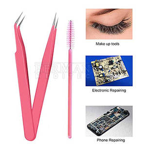 Pinzas para Pestañas de Acero Inoxidable con Punta Recta y Afilada HERMANN MEDITECH HM-ET-204, Logotipo Personalizable para Maquilladores y Belleza - Product Image 5