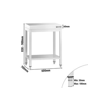 Commercial <b>Stainless</b> <b>Steel</b> Centre <b>Table</b> PREMIUM - 600x700mm - with Undershelf - Product Image 2