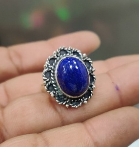 Anillo de piedras preciosas de lapislázuli de Plata de Ley 925, joyería hecha a mano, anillo de estilo bohemio de plata, joyería para mujer, regalo de boda para esposa - Product Image 2