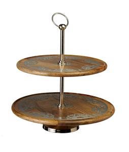 Soporte para Pastel de Madera de Alta Calidad, Hecho a Mano, con Asa de Metal y Base - Product Image 1