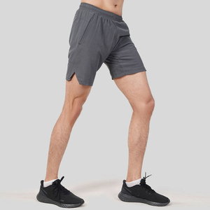 Shorts Bermuda pour homme, couleur unie, séchage rapide, taille élastique, décontractés, sport, course à pied, gym, gris, tissu polyester tricoté - Product Image 4