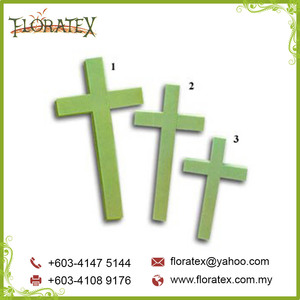 Arrangement de fleurs séchées artificielles en forme de croix en mousse humide verte de l'armée de Malaisie Prix attractifs pour les fleuristes fête des mères - Product Image 2