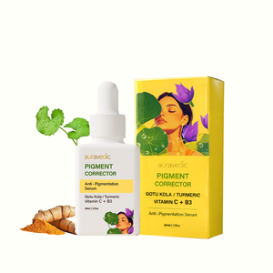 Auravedic Pigment Corrector <b>Serum</b> 50ml Home Use Anti-Wrinkle Pore Shrinking Brightening <b>Face</b> Vitamin C Turmeric Herbal Sample - Product Image 1