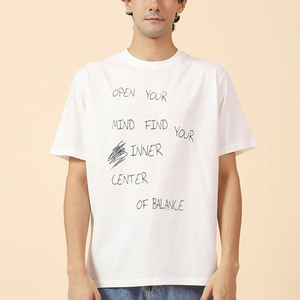 Camiseta de gran tamaño con logotipo personalizado de algodón 100% de alta calidad de fabricante OEM para camisetas de hombre con diseño de letras con estampado de hojaldre MOQ bajo - Product Image 1