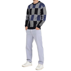 Vente en gros de pulls à col ras du cou à carreaux pour hommes chauds et à la mode avec logo personnalisé/couleur disponible pour commande en gros - Product Image 5