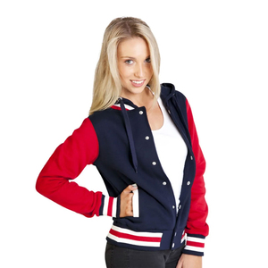 Chaquetas universitarias de gran tamaño para mujer con parches bordados, tela satinada estampada, hombro caído, manga de cuero teñido de ajuste holgado - Product Image 1