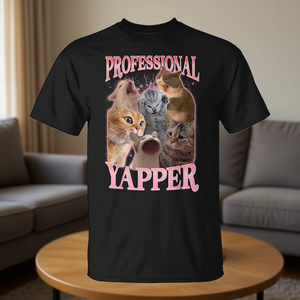 T-Shirt Vintage con Humor di Gatti Meme 'Yapper Cat', Prodotto Promozionale Omaggio - Product Image 3