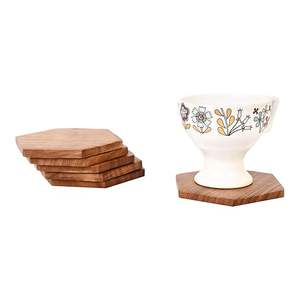 Vente chaude plaine ronde en bois sous-verres en bois ensemble meilleure qualité noyer finition Table décor pièce - Product Image 4