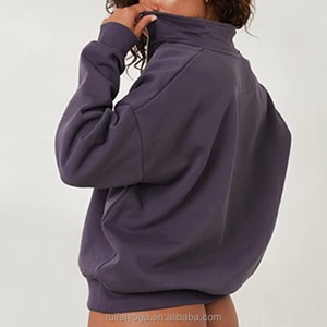 Wholesale Autumn/Winter High Quality Sport Half <b>Zip</b> Knitted Unisex 100% Cotton Fleece Oversized ODM <b>Jumper</b> Front Eco-Friendly - Product Image 5