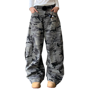 Venta al por mayor Hip Hop camuflaje ropa de trabajo Scimitar Jeans Streetwear estilo oscuro Cargo pantalones moda hombres pantalones vaqueros holgados - Product Image 1