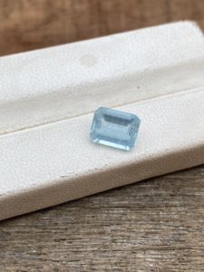 Collar de diamantes de Aguamarina Natural de 1,62 quilates 8x6mm corte esmeralda cuenta blanca increíble Color azul piedra de ópalo ovalada suelta - Product Image 5