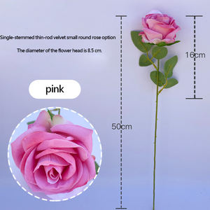 وردة صناعية مخملية بساق واحدة واقعية المظهر لتزيين المنزل وهدايا الزفاف وديكور الحفلات - Product Image 4