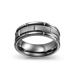 Jeulia <b>Black</b> <b>Titanium</b> Steel Men's Wedding Band-Trendy Fashionable Hiphop <b>Ring</b> - Product Image 1