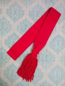 Faja de cintura uniforme ceremonial teñida lisa de lana roja de punto personalizada OEM con longitud estándar para desfile - Product Image 2