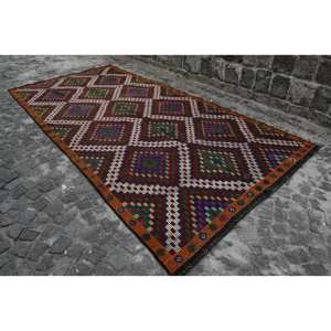 Tapis turc vintage grande surface 6.2 X 12.8ft classique marron vert Patchwork Design fait à la main laine Latex pour couloir chambre décor - Product Image 2